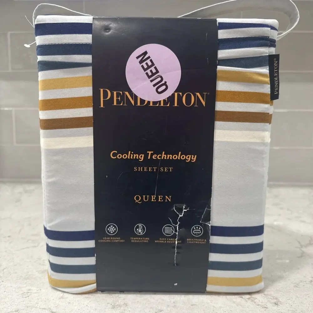 New PENDLETON Queen Size Westland Stripe Cooling Tech Sheet Set Fit 17